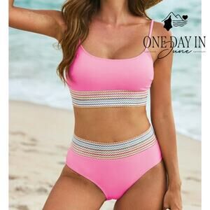 Blooming Jelly Crop Bikini Swimsuit Size M